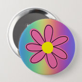 Regenbogen mit rosa Blume Button (Vorne & Hinten)