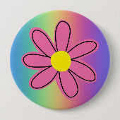 Regenbogen mit rosa Blume Button (Vorderseite)