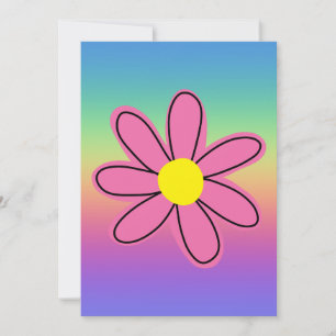 Regenbogen mit rosa Blume Einladung