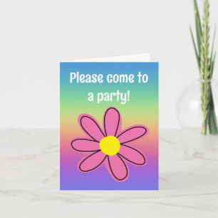 Regenbogen mit rosa Blume Leere Einladung