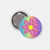 Regenbogen mit rosa Blume Magnet (Vorderseite/Rückseite)