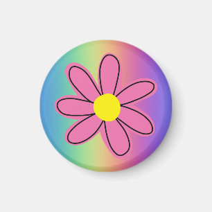 Regenbogen mit rosa Blume Magnet