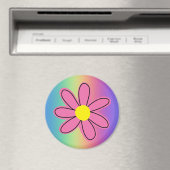 Regenbogen mit rosa Blume Magnet (In Situ (Geschirrspüler))