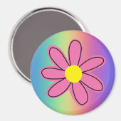 Regenbogen mit rosa Blume Magnet (Vorderseite/Rückseite)