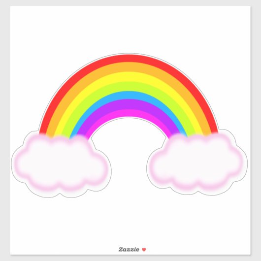 Regenbogen mit rosa gefüllten Wolken - Aufkleber (Blatt)