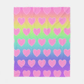 Regenbogen mit rosa Herzen Fleecedecke (Vorderseite)