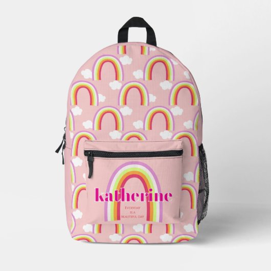 Regenbogen mit rosa Wolke Bedruckter Rucksack (Vorderseite)
