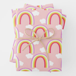 Regenbogen mit rosa Wolke Geschenkpapier Set