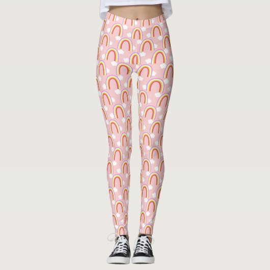 Regenbogen mit rosa Wolke Leggings (Vorderseite)