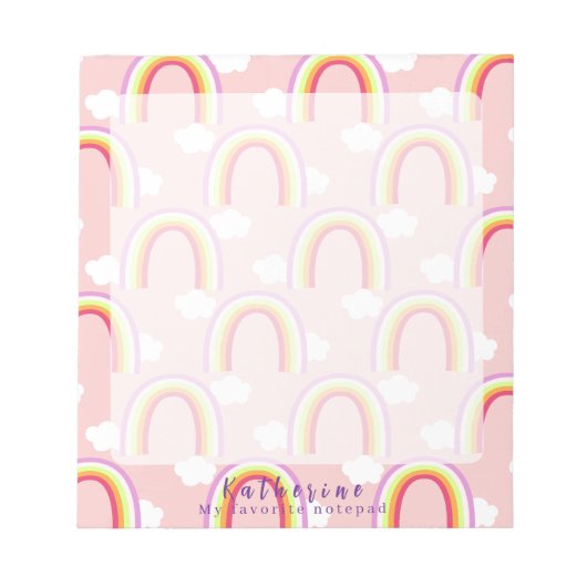 Regenbogen mit rosa Wolke Notizblock (Vorderseite)