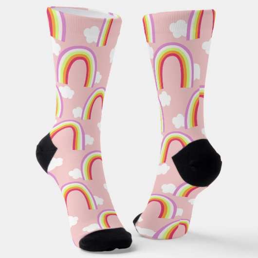 Regenbogen mit rosa Wolke Socken (Gewinkelt)
