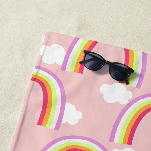 Regenbogen mit rosa Wolke Strandtuch (Beispiel)
