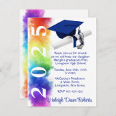 Regenbogen mit Royal Blue Abschluss Einladung (Vorne/Hinten)