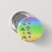 Regenbogen mit Schmetterlingen Button (Vorne & Hinten)