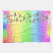 Regenbogen mit Schmetterlingen Geschirrtuch (Horizontal)
