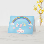Regenbogen mit Spielzeug-Dusche Kinderkarte Karte (Gelbe Blume)