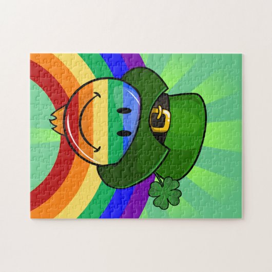 Regenbogen mit St Patrick Tageshut Puzzle (Horizontal)