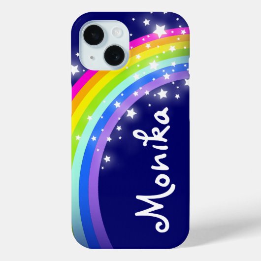 Regenbogen mit Sternen und marineblauer Himmel ind Case-Mate iPhone Hülle (Rückseite)