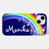 Regenbogen mit Sternen und marineblauer Himmel ind Case-Mate iPhone Hülle (Rückseite (Horizontal))