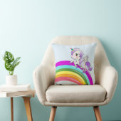 Regenbogen mit Unicorn Girly Throw Kissen (Stuhl )