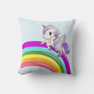 Regenbogen mit Unicorn Girly Throw Kissen