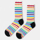 Regenbogen mit weißen Streifen farbig Socken (Linkes Detail)