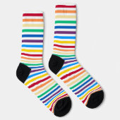Regenbogen mit weißen Streifen farbig Socken (Rechts)