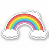 Regenbogen mit weißen Wolken Aufkleber (Vorderseite)