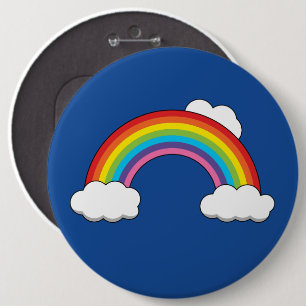 Regenbogen mit weißen Wolken Button