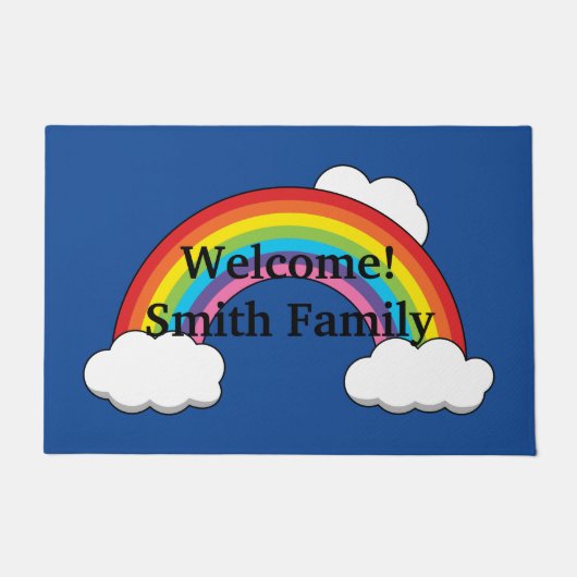 Regenbogen mit weißen Wolken | Personalisieren Fußmatte (Vorderseite)