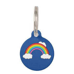 Regenbogen mit weißen Wolken Personalisieren Haustiermarke