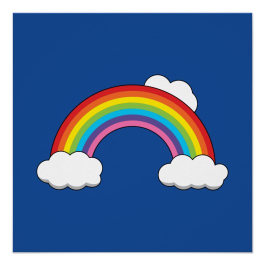 Regenbogen mit weißen Wolken Poster (Vorderseite)