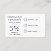 Regenbogen mit weißer Rose, geschliffene Seife und Visitenkarte (Rückseite)