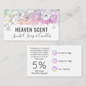 Regenbogen mit weißer Rose, geschliffene Seife und Visitenkarte (Vorne/Hinten)