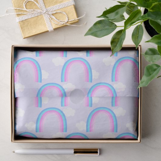 Regenbogen mit Wolke Helllila Seidenpapier (Geschenk)