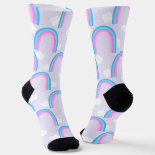 Regenbogen mit Wolke Helllila Socken