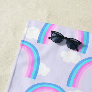 Regenbogen mit Wolke Helllila Strandtuch