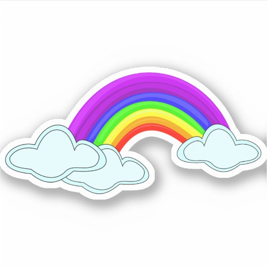 Regenbogen mit Wolken Aufkleber (Vorderseite)