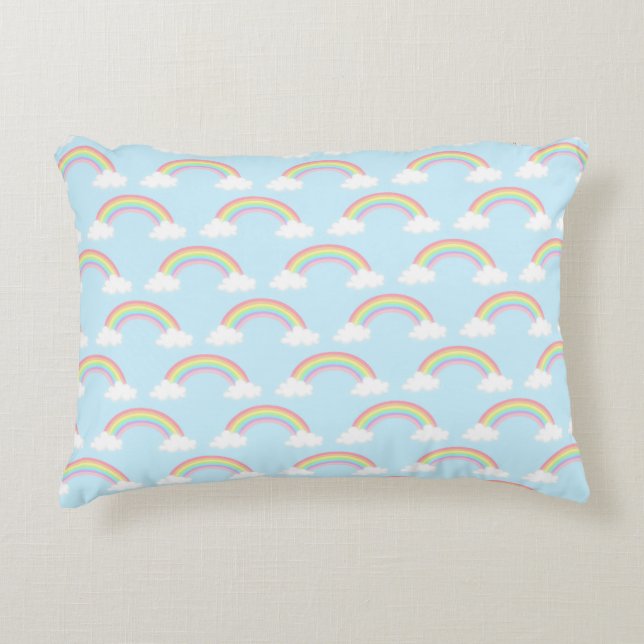 Regenbogen mit Wolken Blau Himmel Dekokissen (Vorderseite)