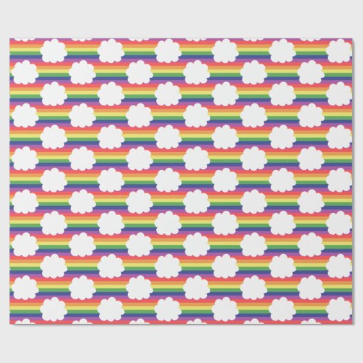 Regenbogen mit Wolken Geschenkpapier (Flach)