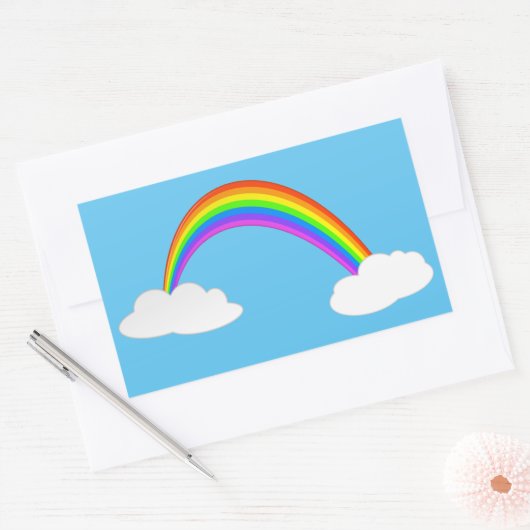 Regenbogen mit Wolken Rechteckiger Aufkleber (Umschlag)