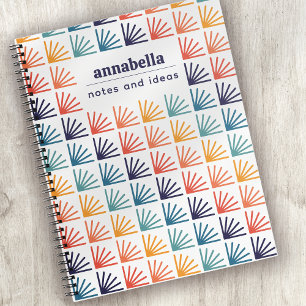 Regenbogen-Mittelmodernes Muster-Monogramm Notizblock