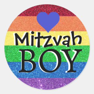 Regenbogen Mitzwa Junge Runder Aufkleber