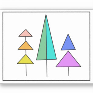 Regenbogen moderne Dreiecksbäume einfaches Design Aufkleber