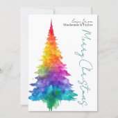 Regenbogen Moderne Weihnachtsbaum Foto Personalize Feiertagskarte (Vorderseite)