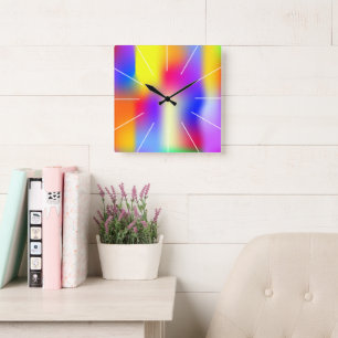 Regenbogen modernes Gefälle Quadratische Wanduhr