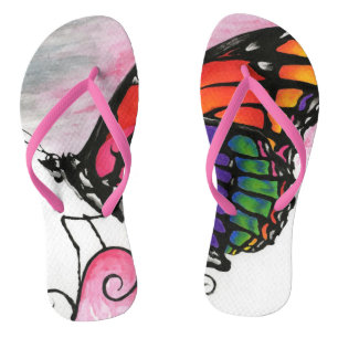 Regenbogen-Monarchfalter Original-Fantasy-Kunst Badesandalen
