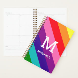 Regenbogen-Monogramm-Name 8-Streifen-Organizer Planer