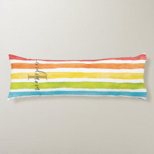 Regenbogen-Monogramm-Name Anfangsbuchstabe Farbige Seitenschläferkissen