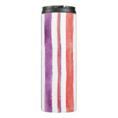 Regenbogen-Monogramm-Schrift-Name-Streifen Custom Thermosbecher (Rückseite)
